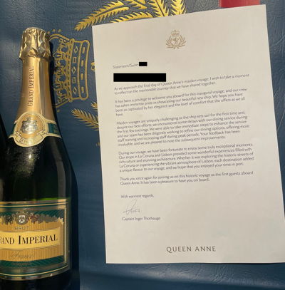 queen anne maiden voyage apology letter and fizz